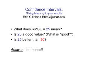 Confidence Intervals:  •  What does RMSE = mean?