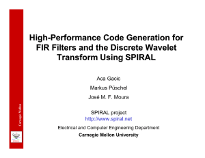 High - Performance Code Generation for FIR Filters and the Discrete Wavelet