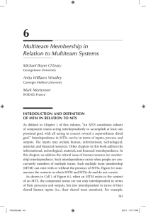 6 Multiteam Membership in Relation to Multiteam Systems Michael Boyer O’Leary