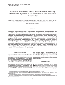 Systemic Correction of a Fatty Acid Oxidation Defect by