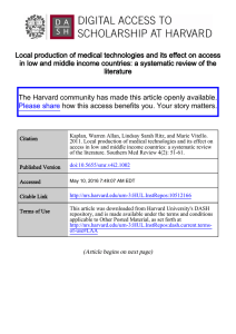 Local production of medical technologies and its effect on access