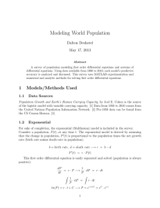 Modeling World Population Dalton Deshotel May 17, 2013