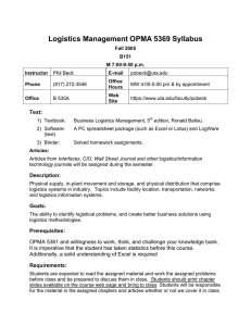 Logistics Management OPMA 5369 Syllabus