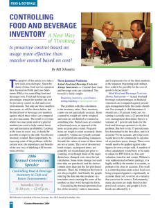CONTROLLING FOOD AND BEVERAGE INVENTORY
