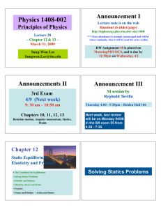 Physics 1408-002 Announcement I  Principles of Physics