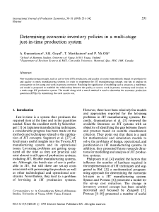 Determining economic  inventory policies  in  a  multi-stage just-in-time