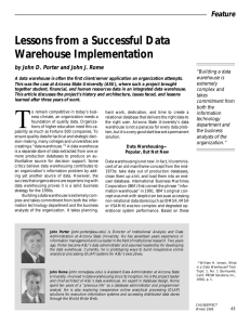 Lessons from a Successful Data Warehouse Implementation Feature