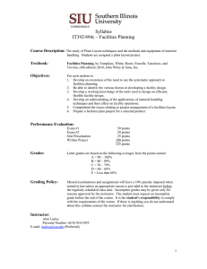 Syllabus IT392/494c – Facilities Planning  Course Description: