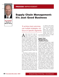 Supply Chain Management: It’s Just Good Business To achieve best outcomes,