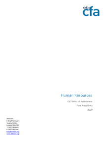 Human Resources QCF Units of Assessment Final NVQ Units 2010