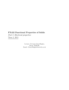 PX432 Functional Properties of Solids Part I: Electrical properties Term 2, 2015