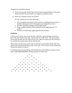 Assignment on problem solving:  A.  Write a lesson plan which begins with an interesting problem to solve, then 