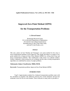 Improved Zero Point Method (IZPM)  for the Transportation Problems