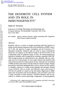 THE  DENDRITIC  CELL SYSTEM AND ITS  ROLE IN IMMUNOGENICITY