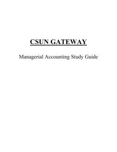 CSUN GATEWAY Managerial Accounting Study Guide