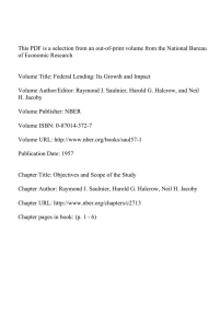 This PDF is a selection from an out-of-print volume from... of Economic Research Volume Title: Federal Lending: Its Growth and Impact