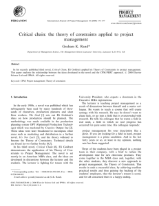 Critical chain: the theory of constraints applied to project management