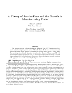 A Theory of Just-in-Time and the Growth in Manufacturing Trade ∗