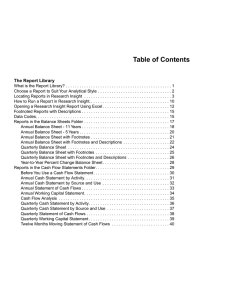 Table of Contents The Report Library