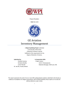 GE	Aviation Inventory	Management Project	Number: MQP‐JZ‐1234