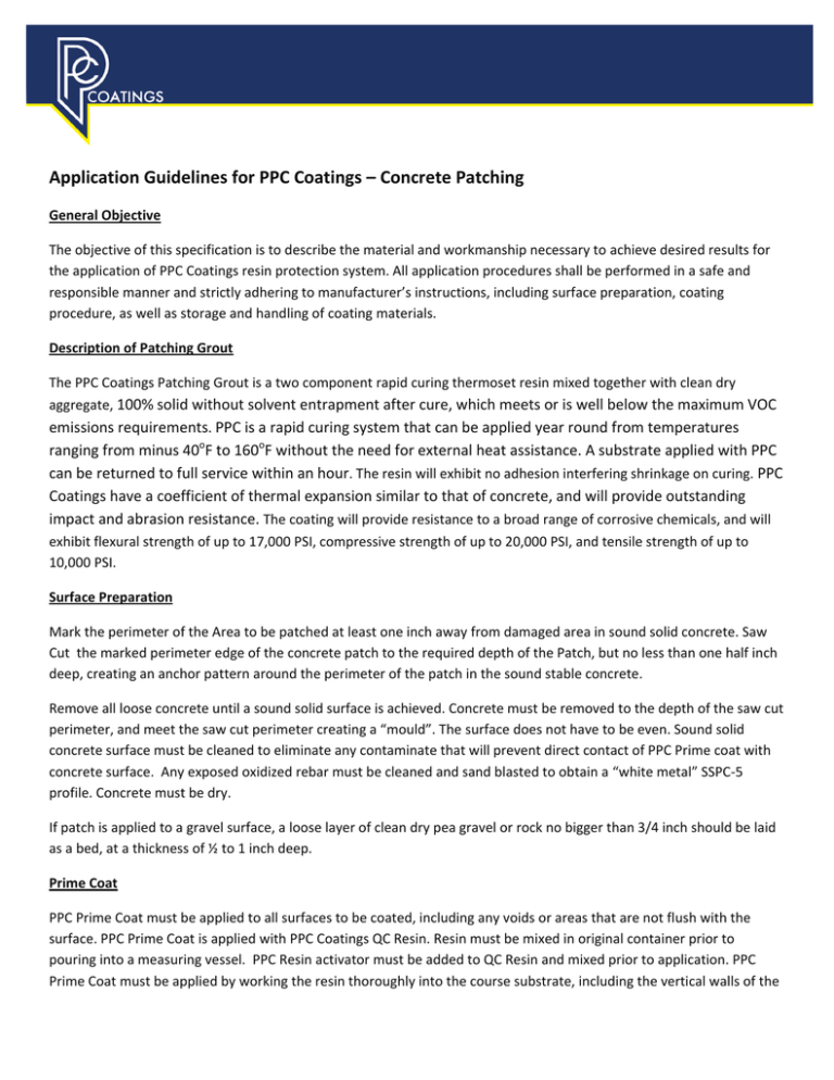 Application Guidelines for PPC Coatings Concrete Patching