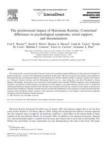 The psychosocial impact of Hurricane Katrina: Contextual