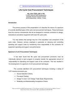 Life Cycle Cost Procurement Techniques