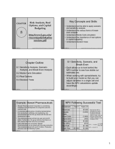 Key Concepts and Skills Risk Analysis, Real Options, and Capital Budgeting