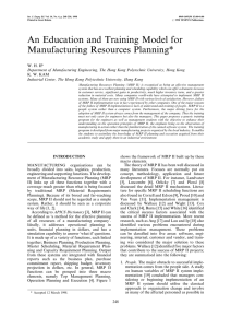 An Education and Training Model for Manufacturing Resources Planning*