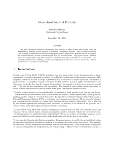 Generalized Neutral Portfolio Sandeep Bhutani  December 10, 2009