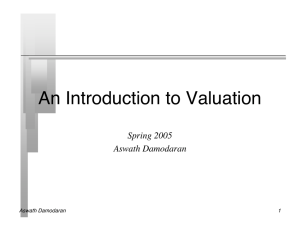 An Introduction to Valuation Spring 2005 Aswath Damodaran 1