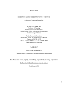 Review Draft  EXPLORING RESPONSIBLE PROPERTY INVESTING: A Survey of American Executives