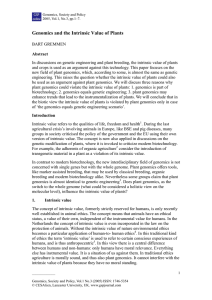 Genomics and the Intrinsic Value of Plants