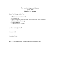 Intermediate Corporate Finance Spring 2007 Chapter 1-5 Review