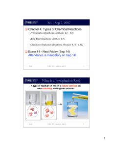 Fri | Sep 7, 2007  Chapter 4: Types of Chemical Reactions