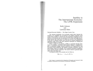 Stability in International Economy: The LINK Experience The