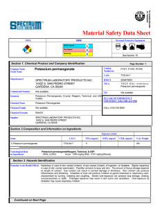 Material Safety Data Sheet 0 1 Potassium permanganate