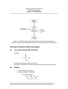 10.569, Synthesis of Polymers Prof. Paula Hammond Lecture 1: Introduction