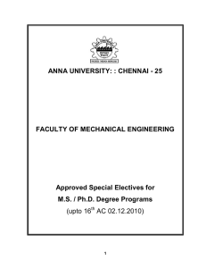 ANNA UNIVERSITY: : CHENNAI - 25  FACULTY OF MECHANICAL ENGINEERING