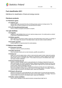 Fuel classification 2011 Definitions for classification of fuels and energy sources