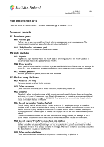 Fuel classification 2013 Petroleum products 111 Petroleum gases