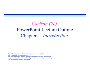 Carlson (7e) PowerPoint Lecture Outline Introduction