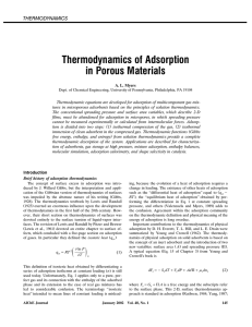Thermodynamics of Adsorption in Porous Materials THERMODYNAMICS