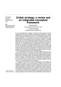 Global strategy: a review and an integrated conceptual framework Shaoming Zou