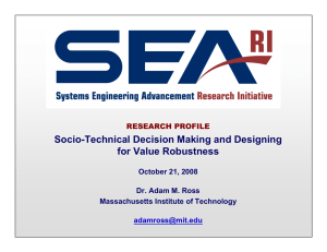 Socio-Technical Decision Making and Designing for Value Robustness RESEARCH PROFILE October 21, 2008