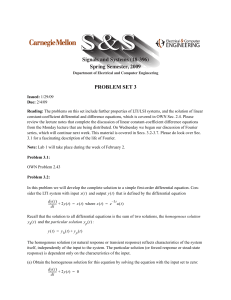 S&amp;S Signals and Systems (18-396) Spring Semester, 2009 PROBLEM SET 3