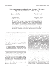 Understanding Customer Reactions to Brokered Ultimatums: Applying Negotiation and Justice Theory