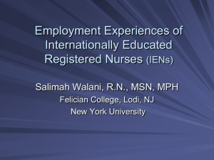 Employment Experiences of Internationally Educated Registered Nurses (IENs)