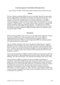 A Systemic Approach to the Database Marketing Process Abstract