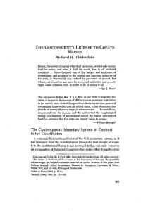 Richard H. Timberlake THE GOVERNMENT’S LICENSE TO CREATE MONEY